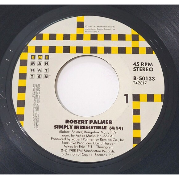 Robert Palmer Simply Irresistible / Nova 45 RPM Vinyl EMI Manhattan VG Rock '88 - Picture 1 of 2